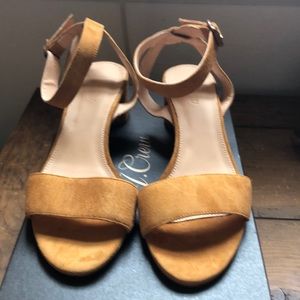 JCrew Suede Block Heel Sandals